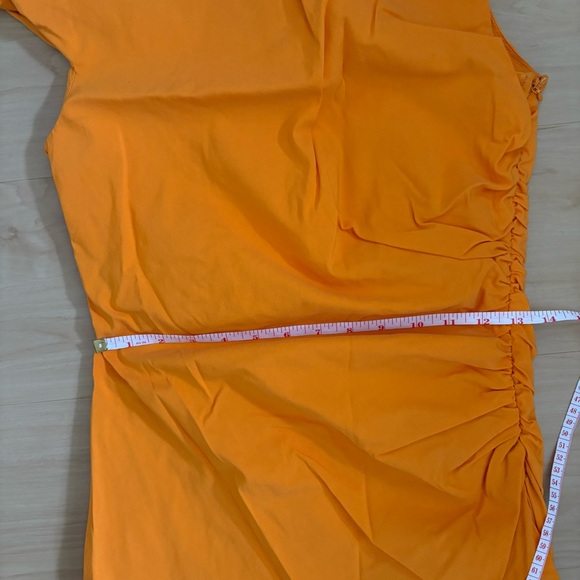 Mango Orange One‑Shoulder Dress Sleek Vibrant Asymmetrical Midi Women’s Size 6 - Picture 13 of 15